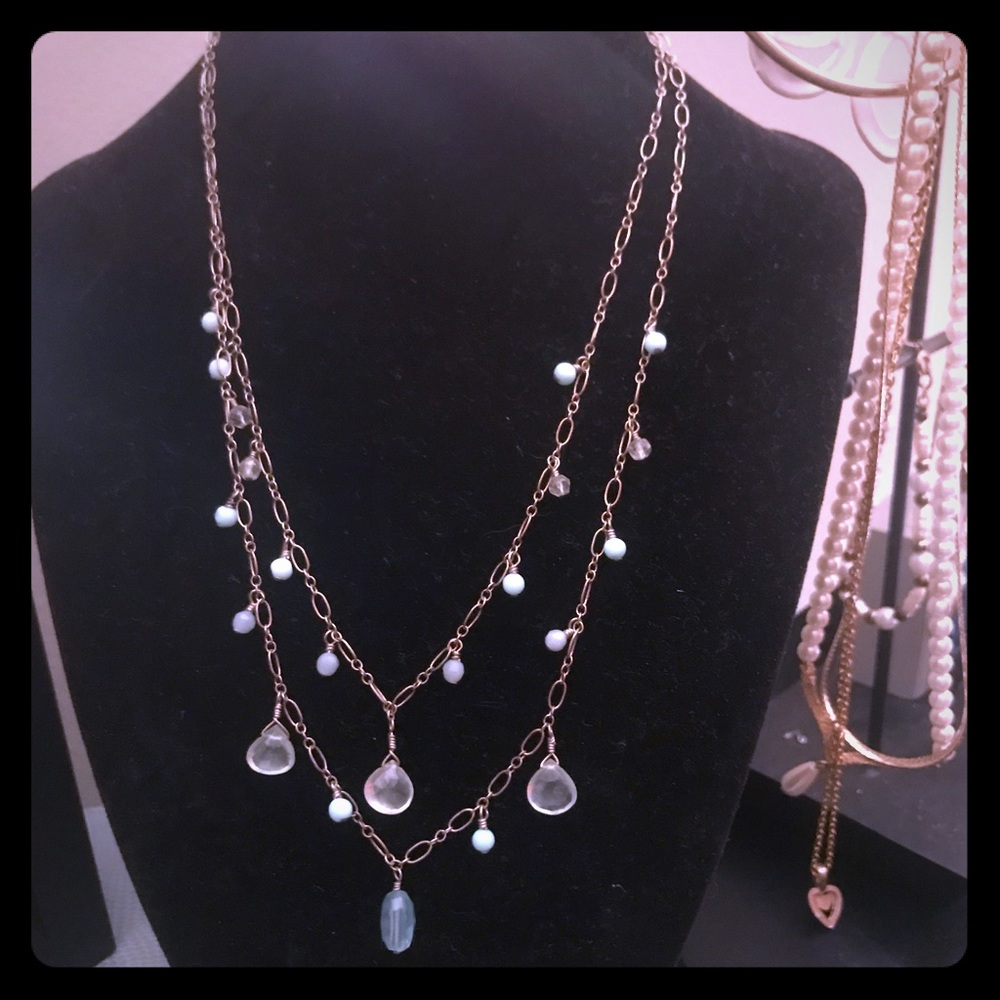 Beautiful baby blue and Crystal silver necklace